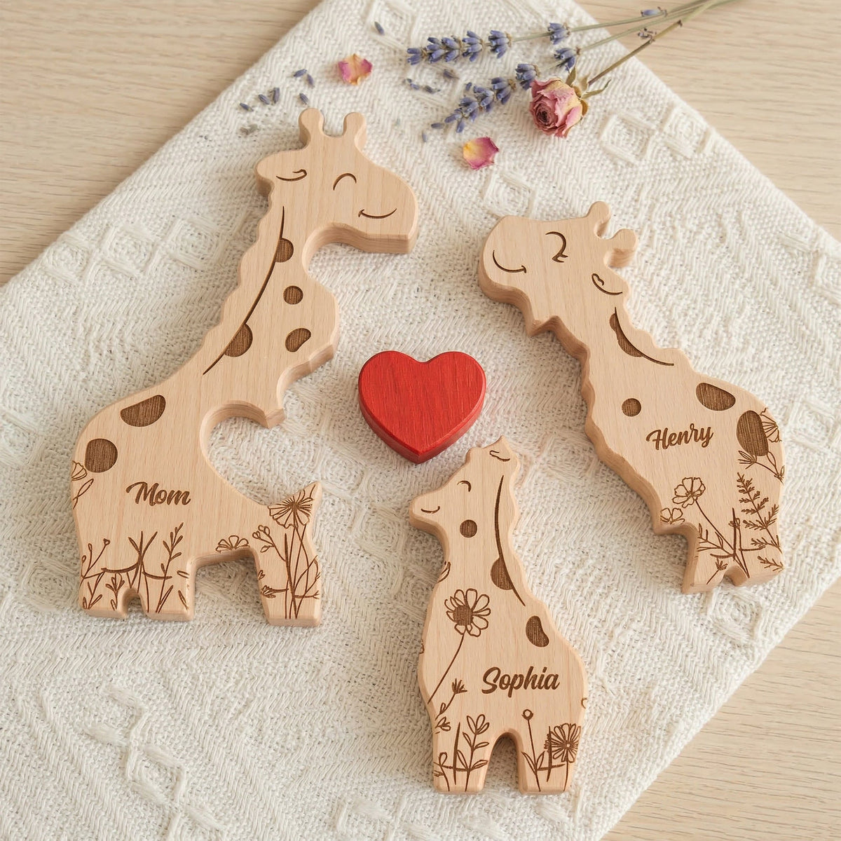 Wooden Giraffe Family Puzzle Mother&