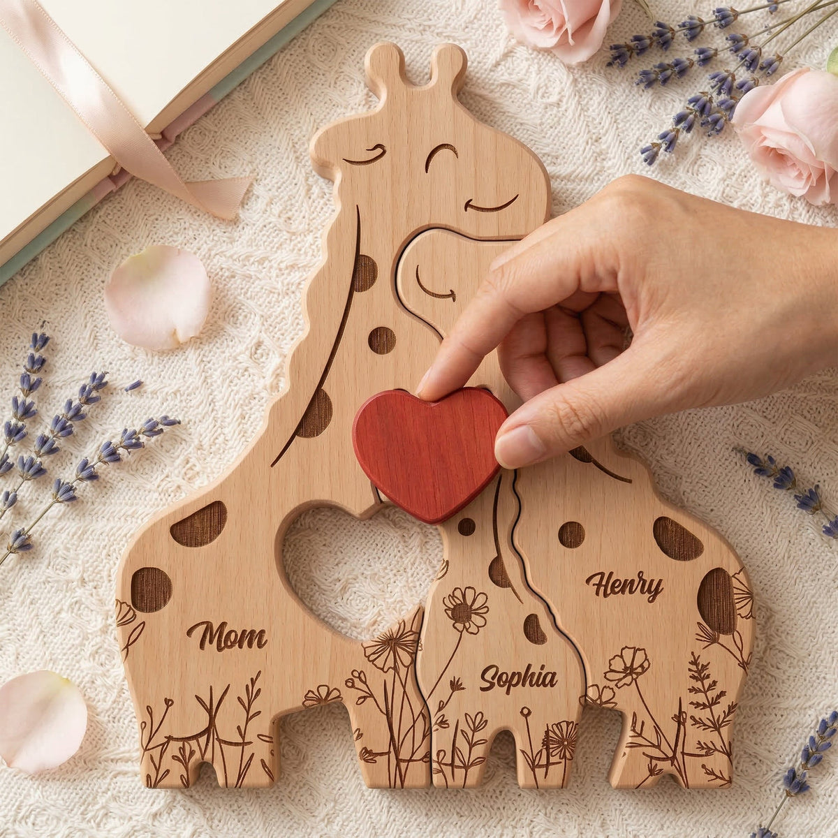 Wooden Giraffe Family Puzzle Mother&