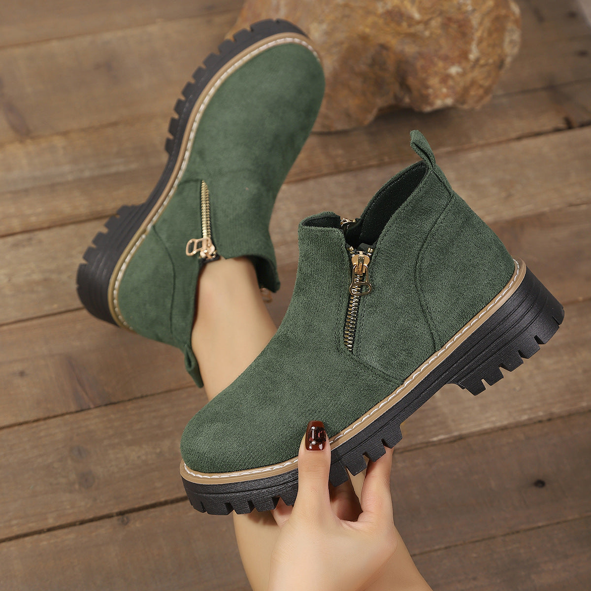 Womens Arch Support Ankle Boots | Autumn Winter Cozy Side Zip Style