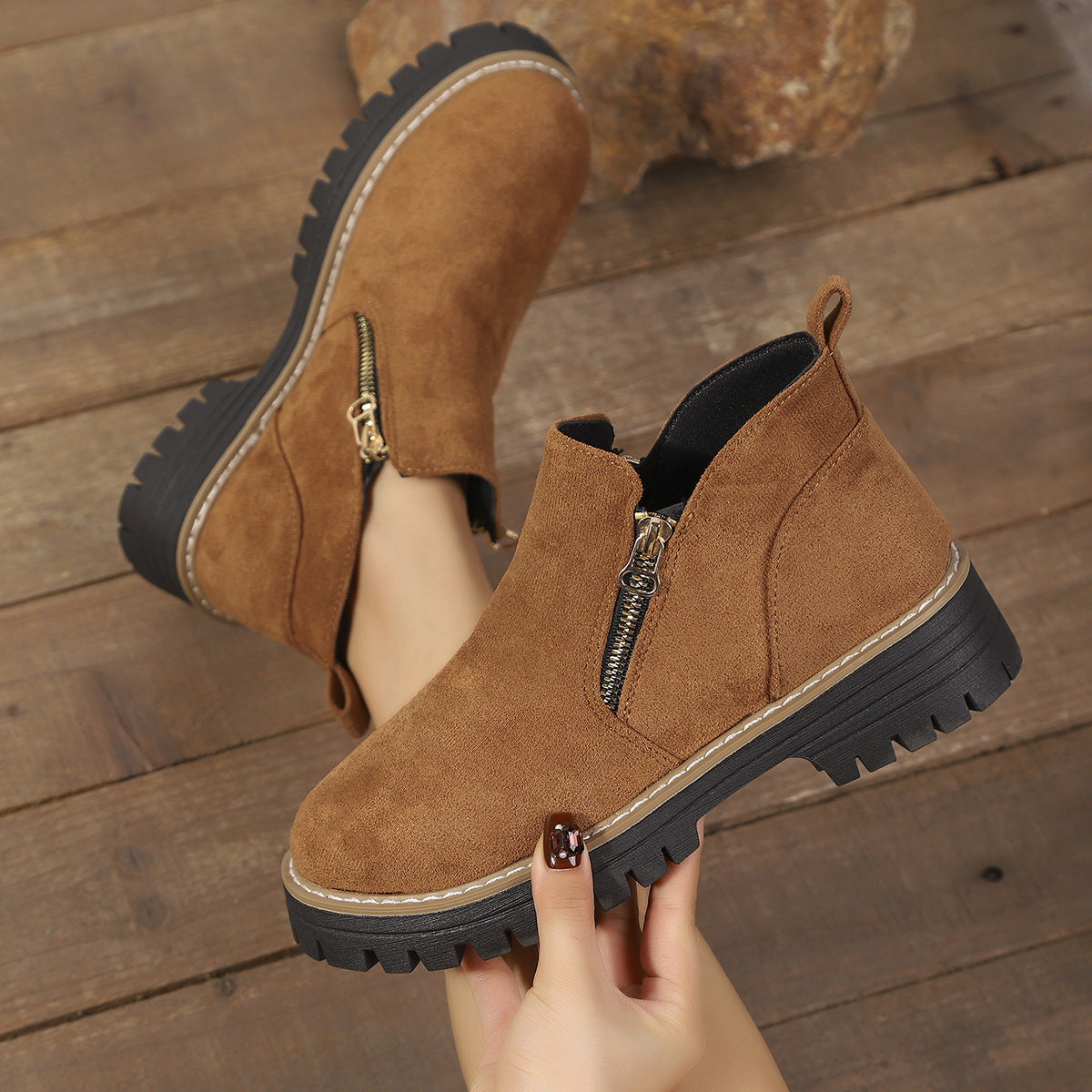 Womens Arch Support Ankle Boots | Autumn Winter Cozy Side Zip Style