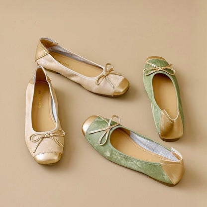 Women's Square Toe Ballet Flats with Arch Support | Chic Bow Style Shoes