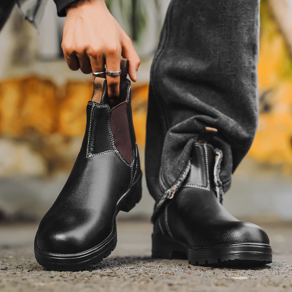 Waterproof Leather Chelsea Boots–Durable, Wide Fit &amp; Arch Support