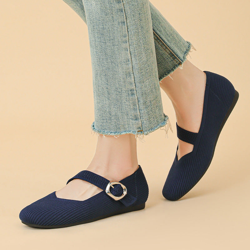 Women's Orthopedic Mary Jane Flats | Square Toe Breathable Knit Shoes