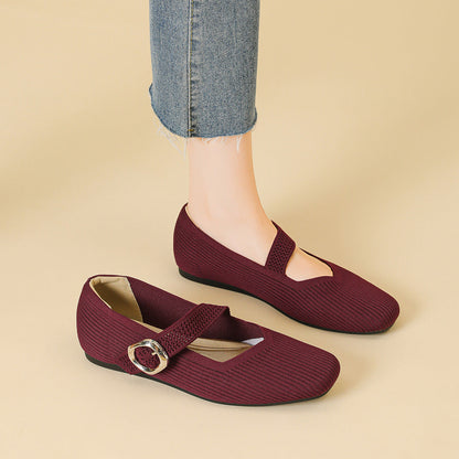 Women's Orthopedic Mary Jane Flats | Square Toe Breathable Knit Shoes