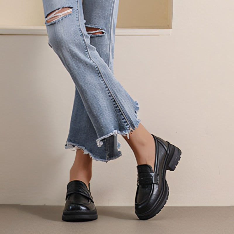 Women's Slip-On Chunky Loafers for Pain Relief | Wide Fit Comfort Shoes