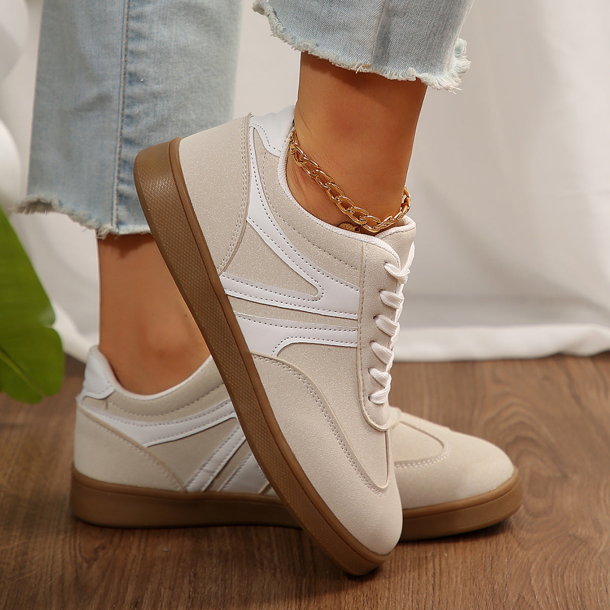 Women's Supportive Wide Fit Lace-Up Sneakers–Orthopedic Casual Trainers