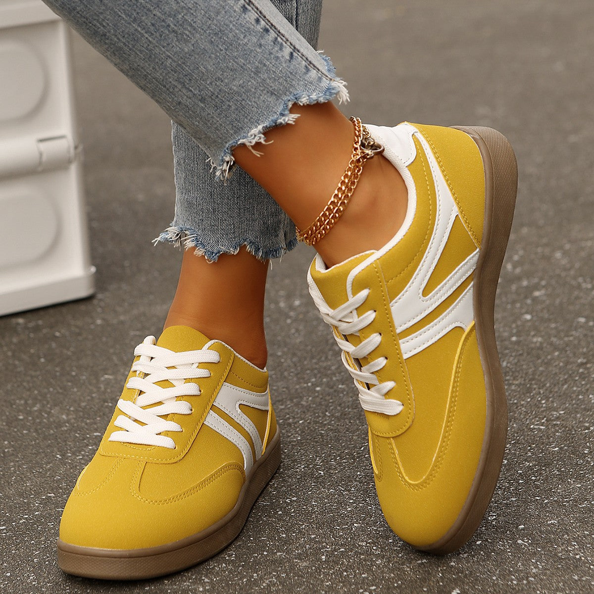 Women's Supportive Wide Fit Lace-Up Sneakers–Orthopedic Casual Trainers