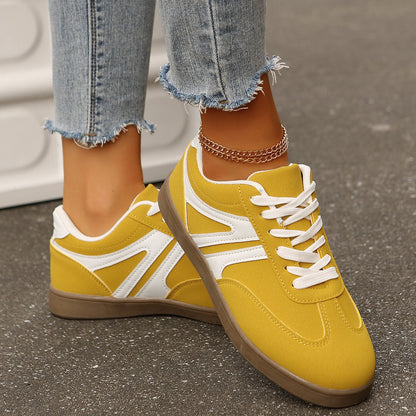 Women's Supportive Wide Fit Lace-Up Sneakers–Orthopedic Casual Trainers