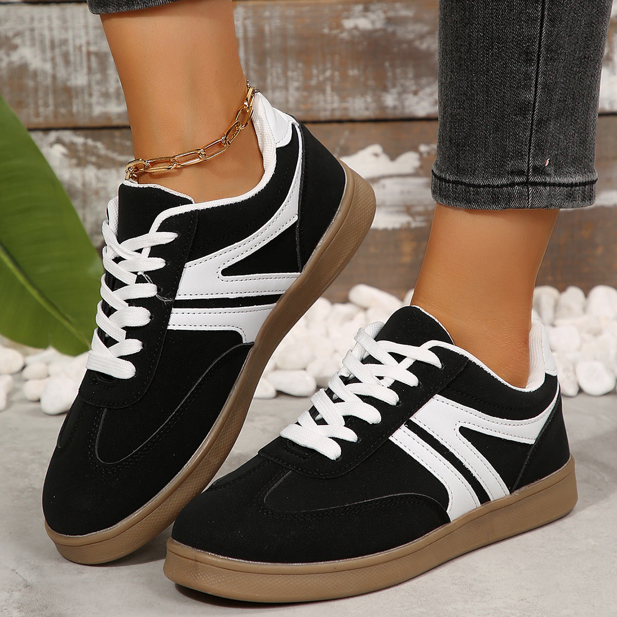 Women's Supportive Wide Fit Lace-Up Sneakers–Orthopedic Casual Trainers