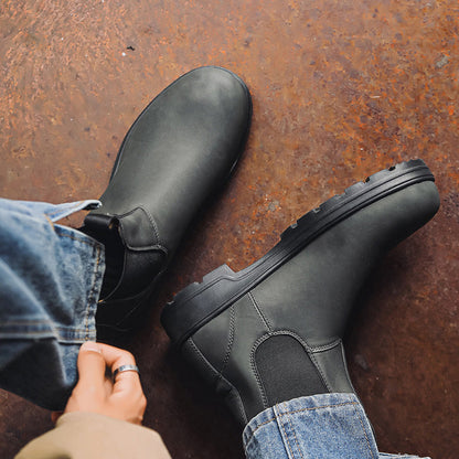 Waterproof Leather Chelsea Boots–Durable, Wide Fit & Arch Support