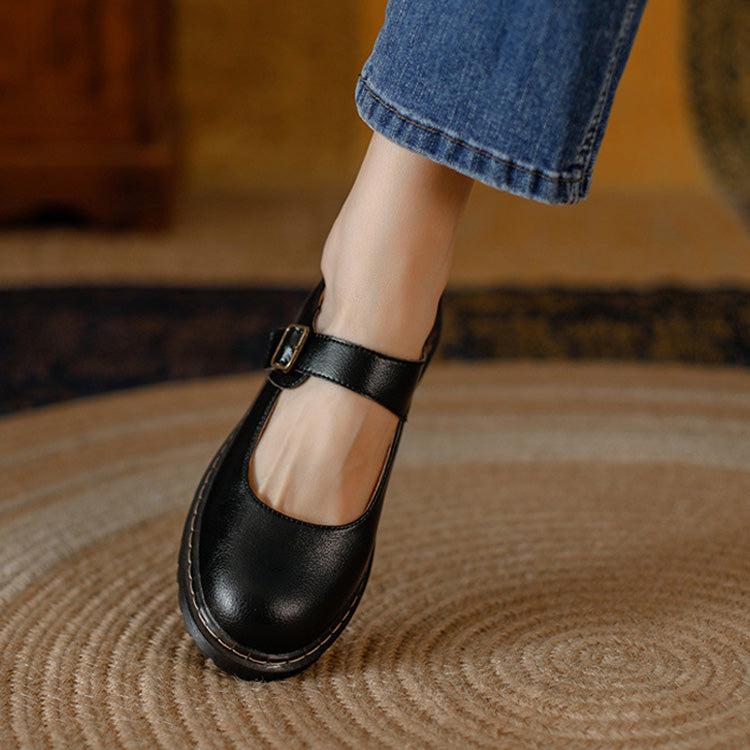 Women's Orthopedic Mary Jane Flats | Classic Leather Everyday Shoes