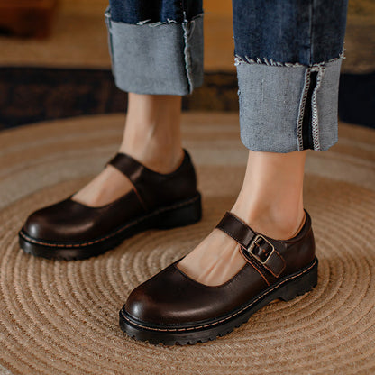 Women's Orthopedic Mary Jane Flats | Classic Leather Everyday Shoes