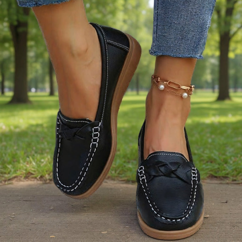 Womens Orthopedic Wide Fit Slip-Ons | Soft Leather Comfort Loafers
