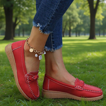 Womens Orthopedic Wide Fit Slip-Ons | Soft Leather Comfort Loafers