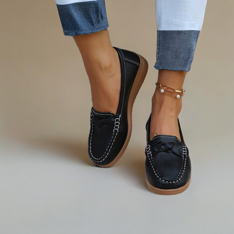 Womens Orthopedic Wide Fit Slip-Ons | Soft Leather Comfort Loafers
