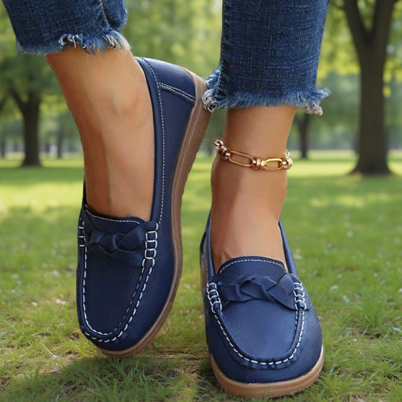 Womens Orthopedic Wide Fit Slip-Ons | Soft Leather Comfort Loafers