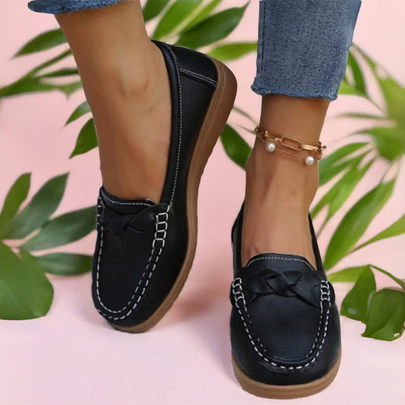 Womens Orthopedic Wide Fit Slip-Ons | Soft Leather Comfort Loafers