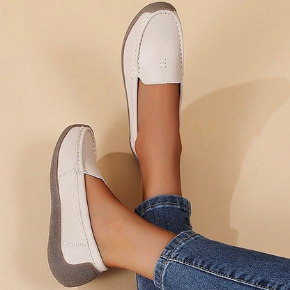 Women's Supportive Leather Loafers | Comfortable Wide Fit Slip-On Shoes