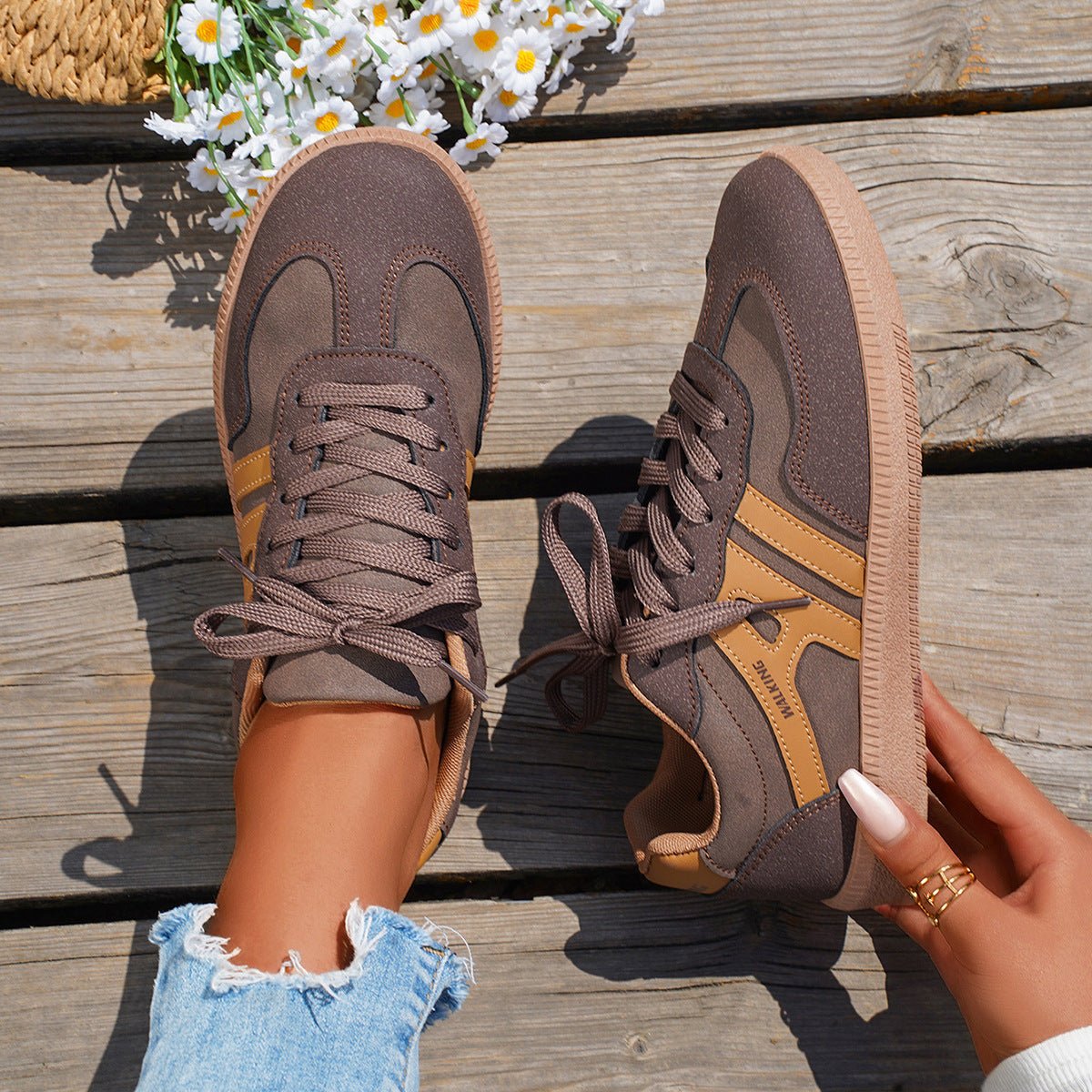 Women's Retro Suede Trainers with Arch Support | Casual Walking Shoes