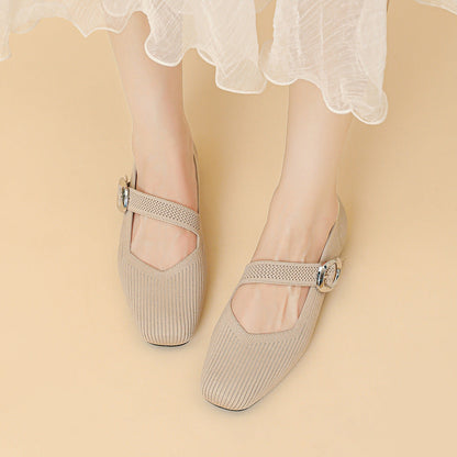 Women's Orthopedic Mary Jane Flats | Square Toe Breathable Knit Shoes