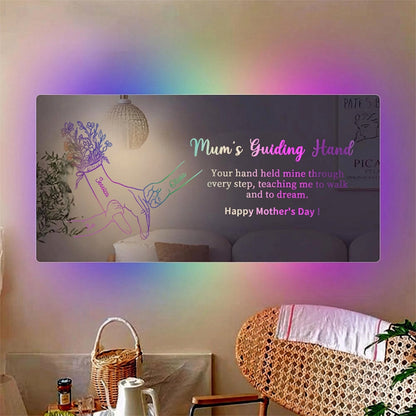 Hand in Hand Personalized Mom and Kids Personalized Mirror Light - Creative Mother's Day Gift