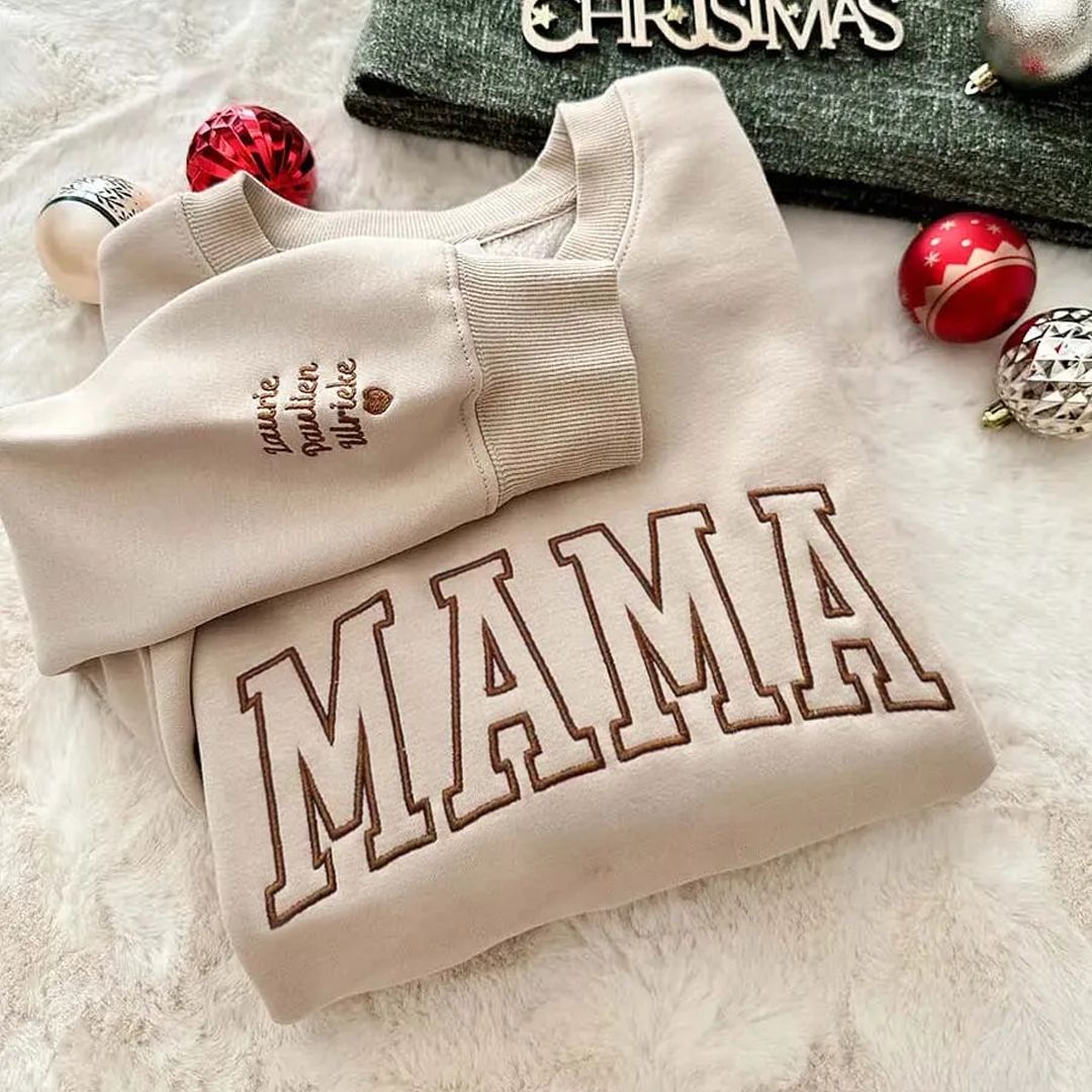 Custom Embroidered Personalized Mama Nana Gigi Mimi and Grandkids Sweatshirt | Mother&