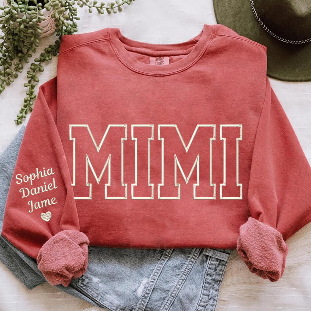 Custom Embroidered Personalized Mama Nana Gigi Mimi and Grandkids Sweatshirt | Mother&