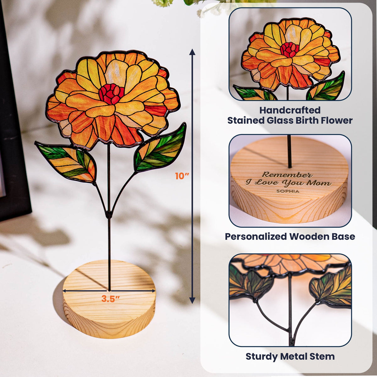 Remember I Love You Mom - Custom Glass Flower