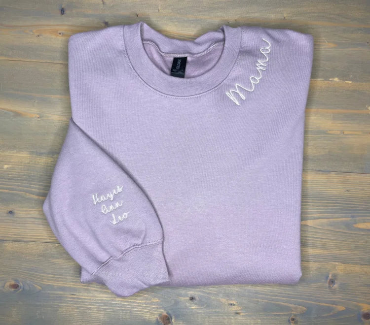 Custom Embroidered Mom Sweatshirt with name on Sleeve | Mother&