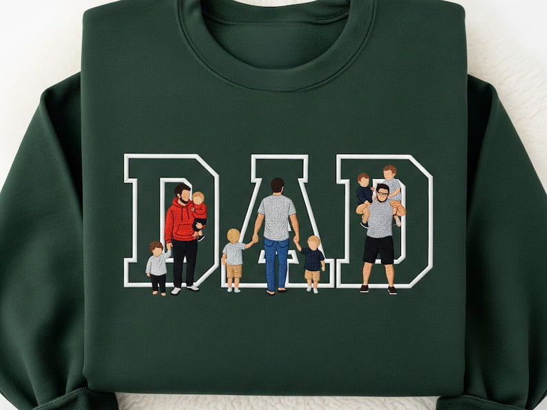 Custom Photo Portrait Embroidery Sweatshirt T-shirt Father&