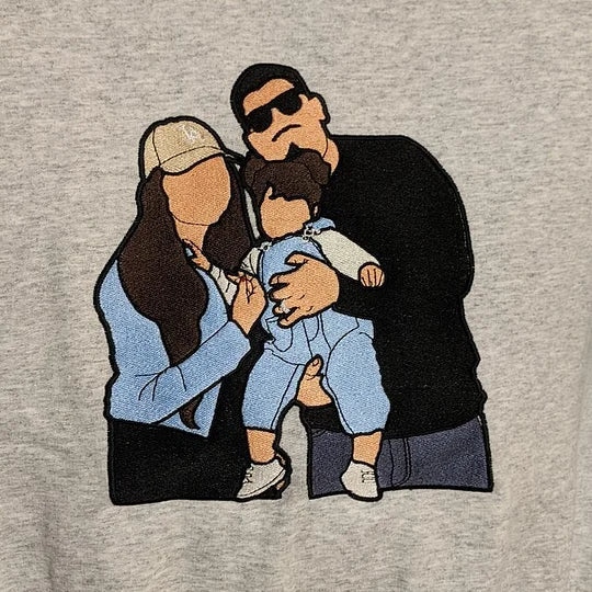 Custom Embroidered Photo Portrait Sweatshirt For papà,papá,pai