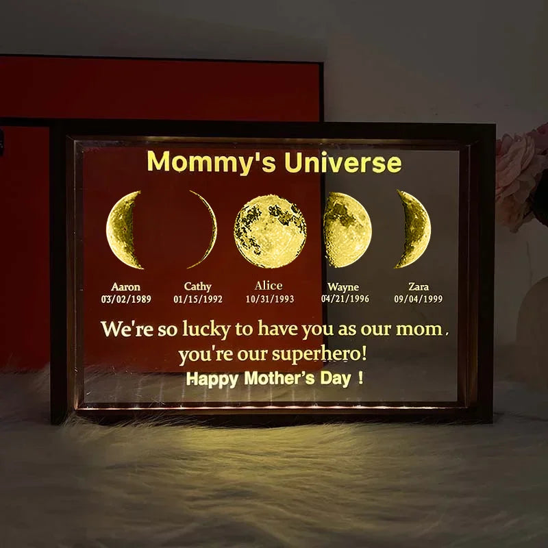 We Are So Lucky - LED Light Frame with Custom Text &amp; Date - Mommy’s Universe