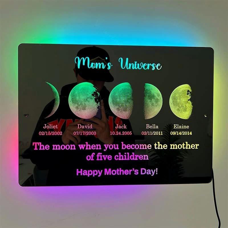 Custom Led Mirror Light Frame With Text And Date-Mum&