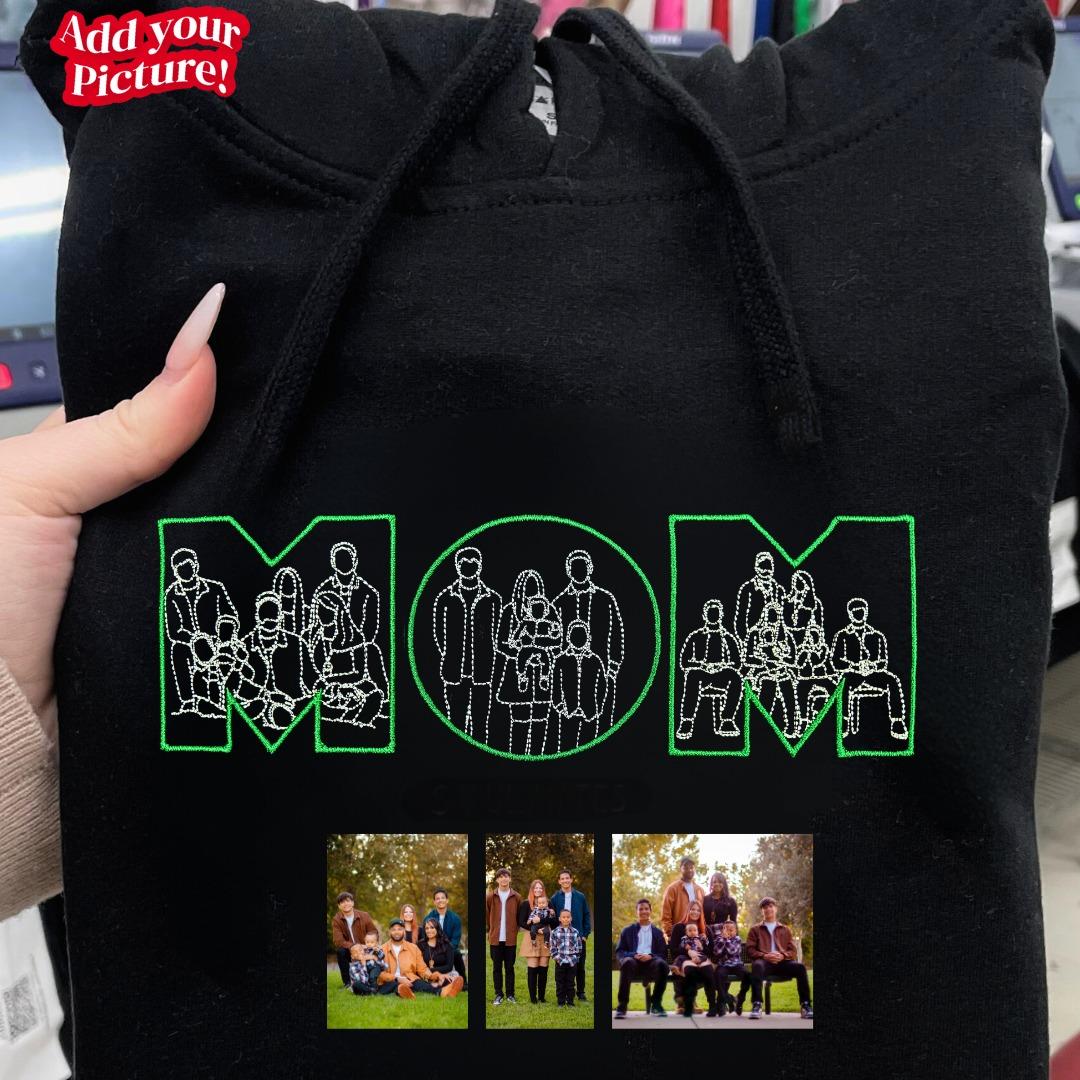 Custom Embroidered "MOM" Photo Portrait Sweatshirt | Mother&