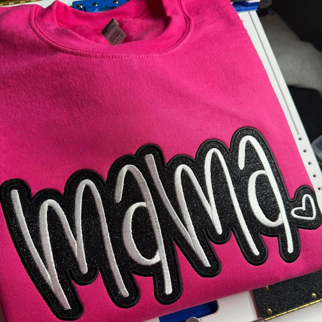 Custom Mama Glitter Applique Sweatshirt With Heart &amp; Glitter Design | Mother&