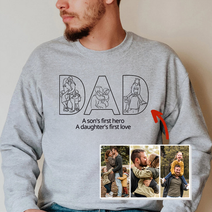 Custom Papa,Dad Ever -Embroidered Sweatshirt For Father&