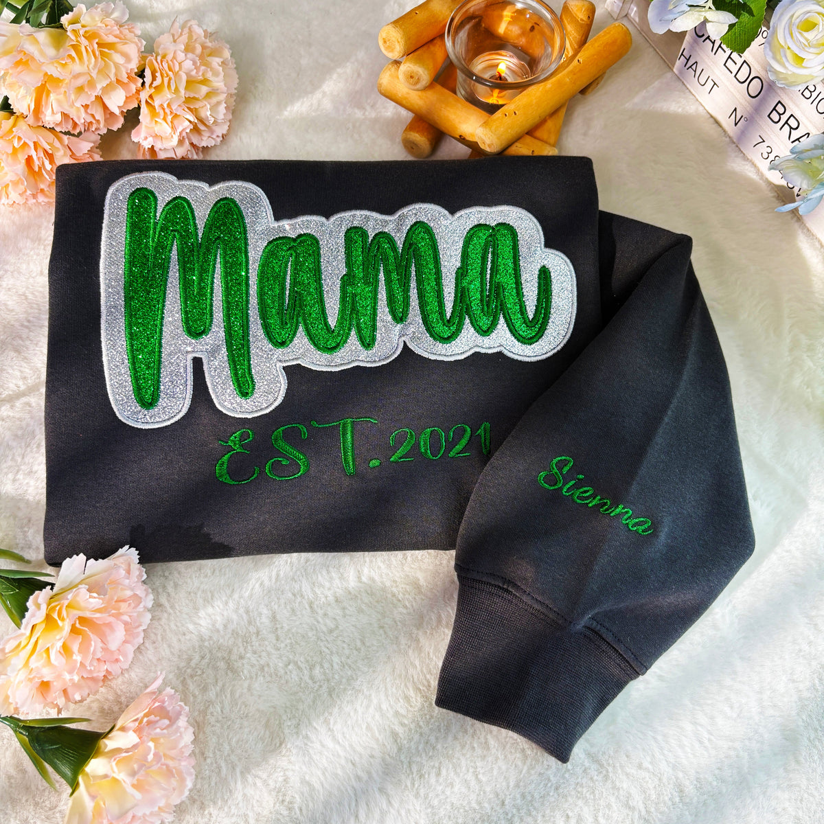 Custom Glitter Mama/Grandma Applique Sweatshirt /Hoodie | Mother&