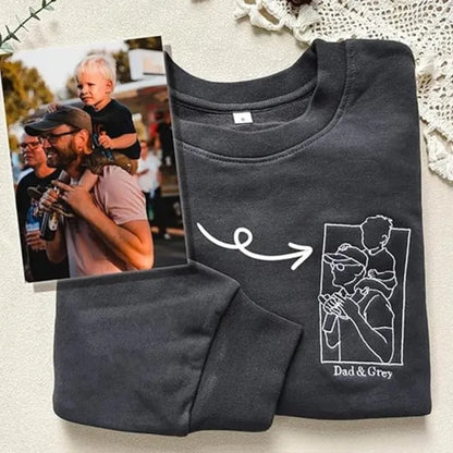 Custom Parent-Child Photo Outline Embroidered Sweatshirt - Surprise Mother's Day gift