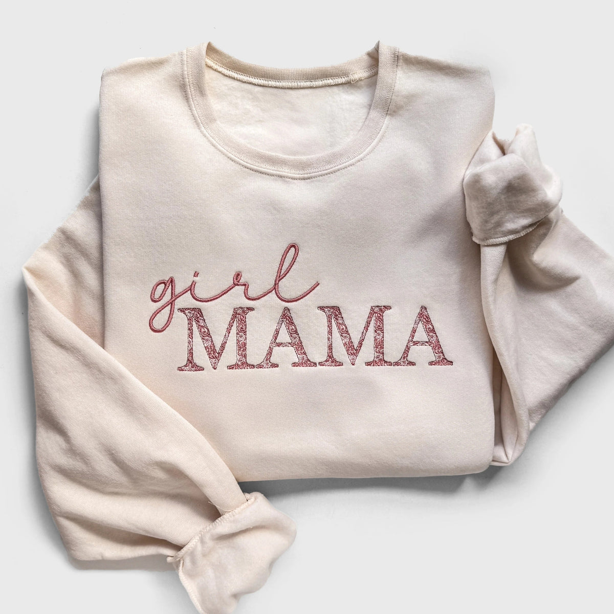 Mama Embroidered Sweatshirt with Floral Chinoiserie Pattern