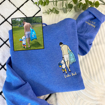 Custom Embroidered Photo Portrait Sweatshirt For papà,papá,pai