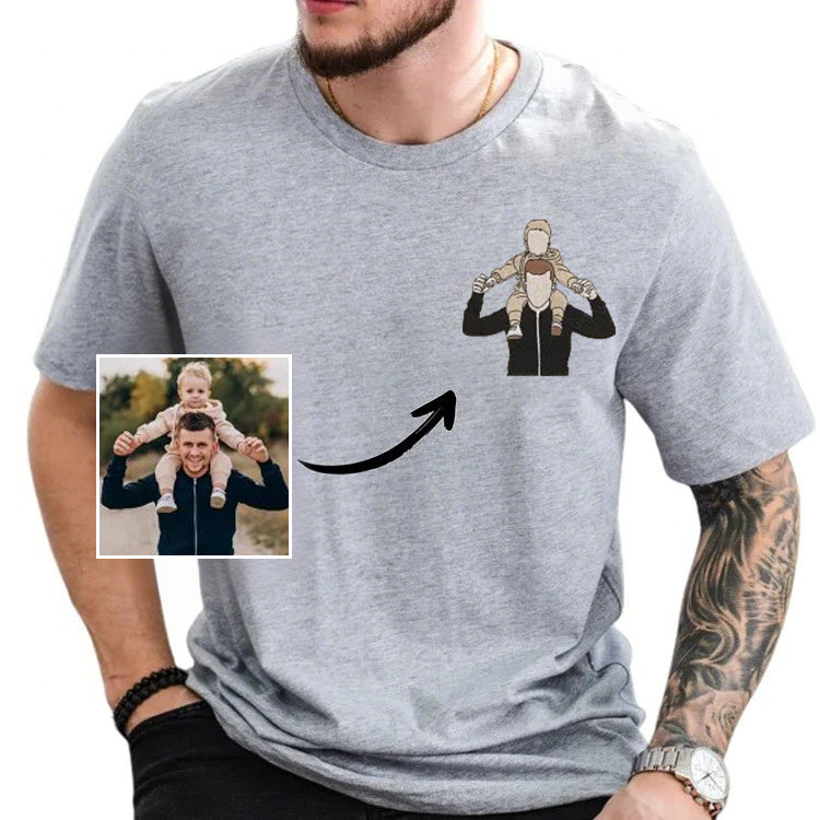 Custom Embroidered Photo Portrait Sweatshirt For papà,papá,pai