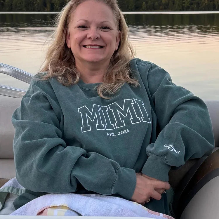 Custom Mama Embroidered Sweatshirt With Kids Names Sleeve | Mother&