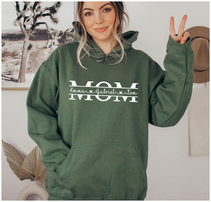 Custom Mama Print Hoodie, Mom Hoodie With Kids Names, Mother's Day Gift