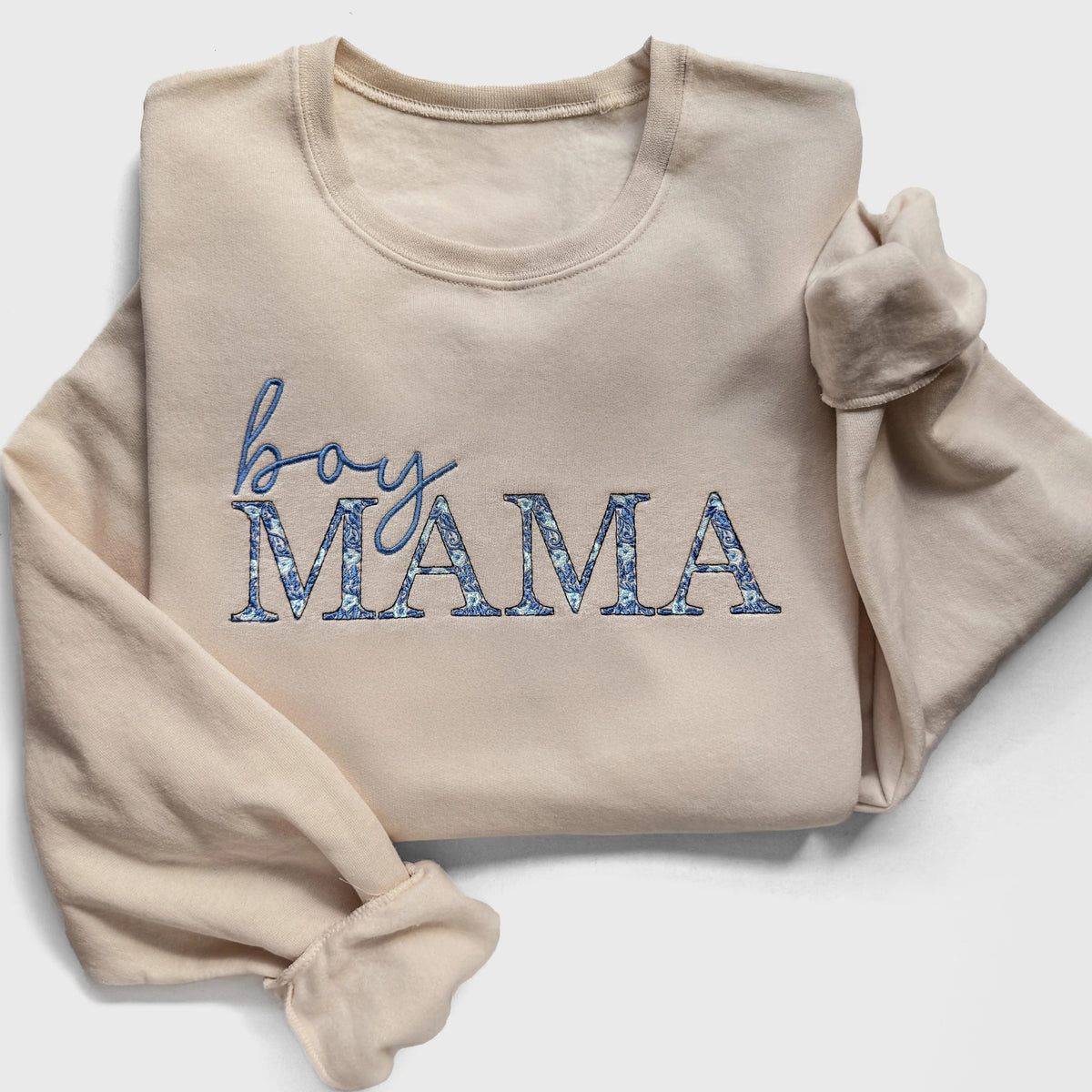 Girl Mama Embroidered Sweatshirt with Floral Pattern Mama Sweatshirt Embroidered for Girl Mom Sweatshirt with Chinoiserie Pattern