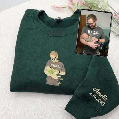 Custom Embroidered Photo Portrait Sweatshirt For papà, papá, dad