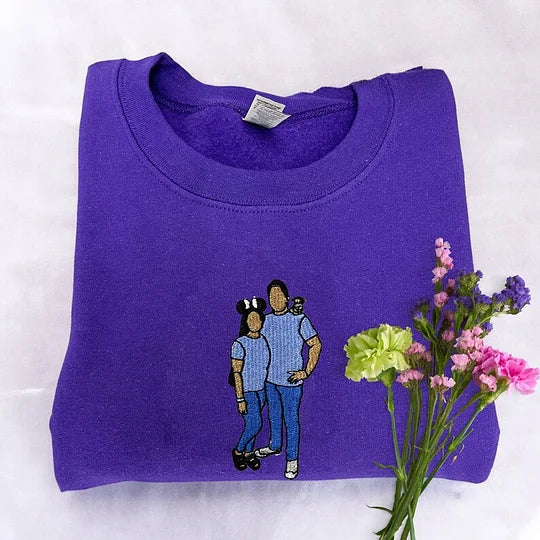 Custom Embroidered Photo Portrait Sweatshirt For papà,papá,pai