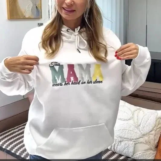 Wears Your Heart on Your Sleeve - Embroidered Mama Sweatshirt with Kids’ Names | Mother&