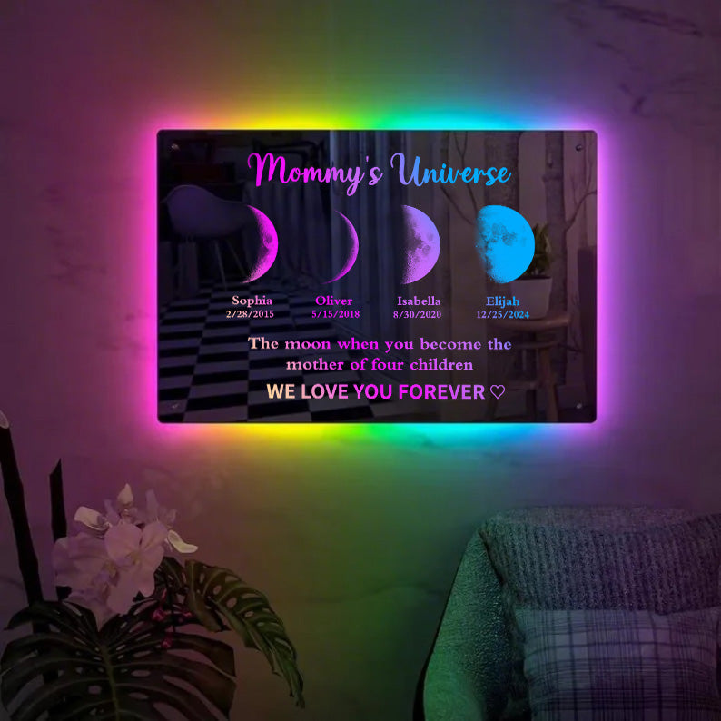 Custom Led Mirror Light Frame With Text And Date-Mum&