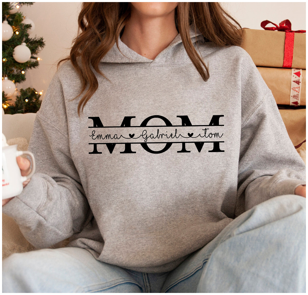 Custom Mama Print Hoodie, Mom Hoodie With Kids Names, Mother&