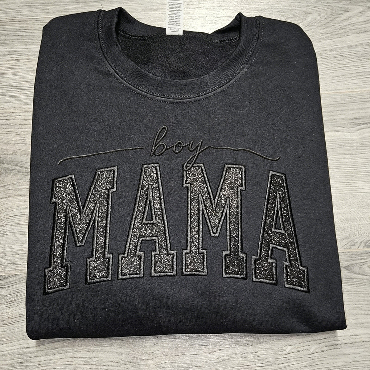Custom Glitter Embroidered "Boy Mama" Sweatshirt | Mother&